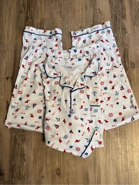 Carnival Cruise Pajama Set Women XXL Long Sleeve 100% Cotton Knit Button Front